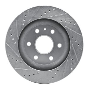 Buick Enclave Brake Rotor (1) - Front Right - R1 Concepts - Drilled & Slotted - Silver - `07-`17